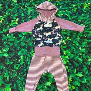 HANDMADE - Unicorn Sweatshirt and Striped Pants- NWOT- Size 1-3y